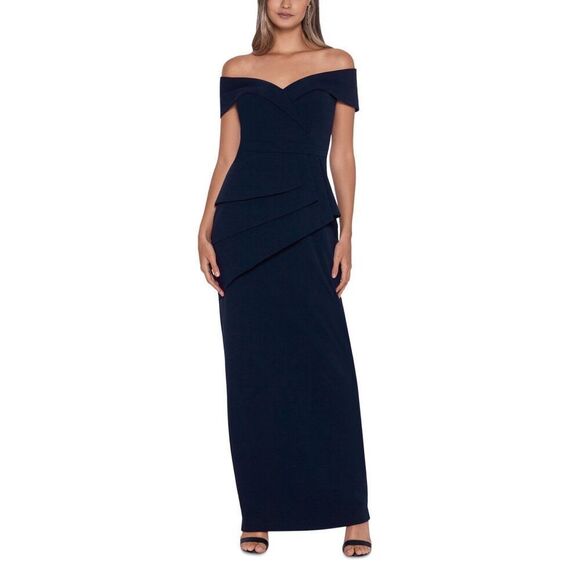 Womens Peplum Maxi Evening Dress - Picture 1 of 3